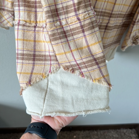 BKE Boyfriend Plaid Hooded Button Down Flannel Sweatshirt/Tunic Women's Small - Picture 6 of 13